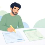 見積と発注書の照合をイメージしたイラスト