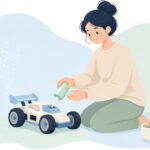RCエンジンに燃料ボトルで給油する様子をイメージしたイラスト