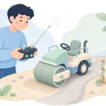 ラジコンのロードローラーで遊ぶ様子をイメージしたイラスト