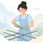 ワイヤーツイスターで鉄筋を結束する様子をイメージしたイラスト