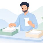領収書の宛名確認をイメージしたイラスト