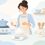 レシピ分量と計量の照合をイメージしたイラスト