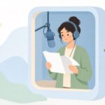 台本と録音ファイルの照合をイメージしたイラスト