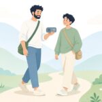 歩きながらの録音をイメージしたイラスト