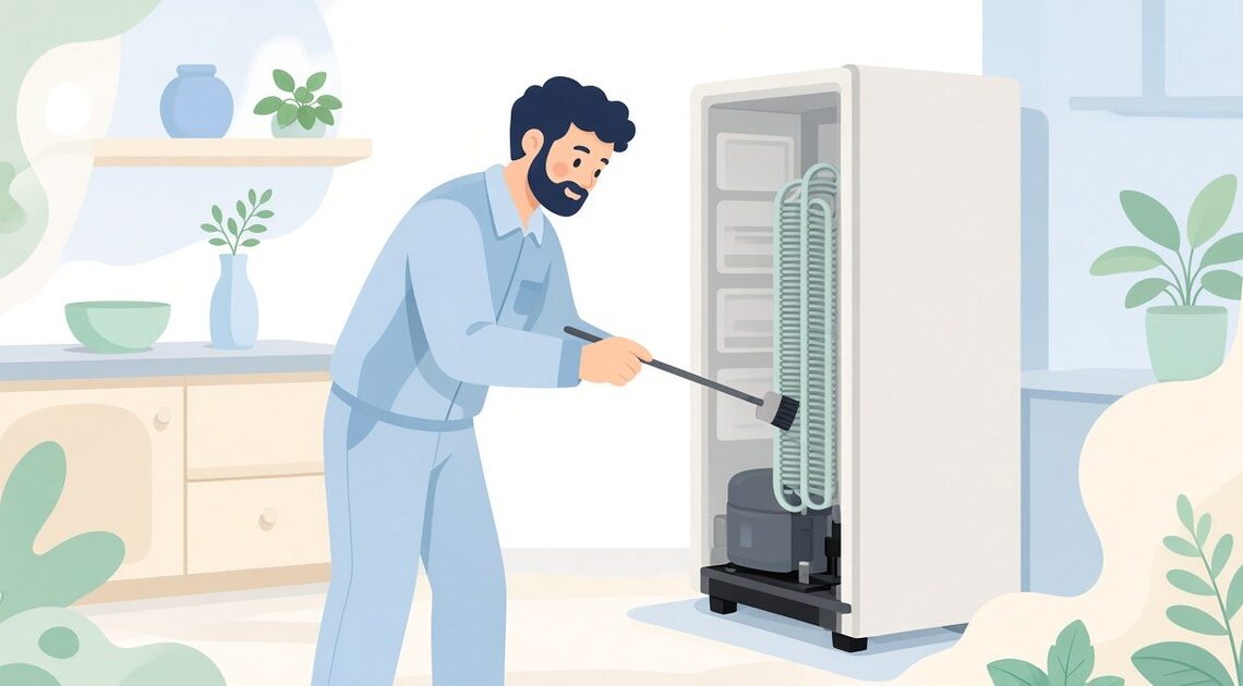 家電修理技術者向け冷蔵庫背面清掃用コンデンサーブラシはIWEJ