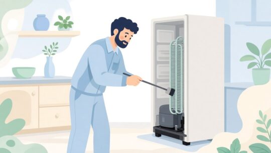 家電修理技術者向け冷蔵庫背面清掃用コンデンサーブラシはIWEJ