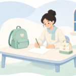 翌日の予定と持ち物の整理をイメージしたイラスト