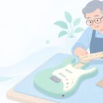 定年後の趣味にギターを作りたいをイメージしたイラスト