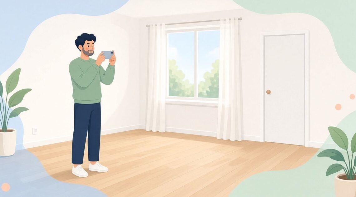 部屋の全体を撮って見せる方向と抜けを確認する方法