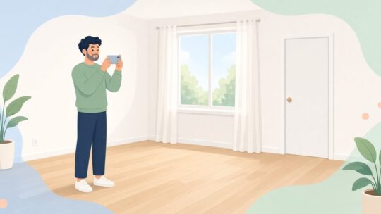 部屋の全体を撮って見せる方向と抜けを確認する方法