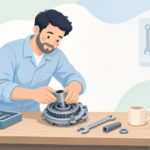スクーターのプーリーボスを交換する様子をイメージしたイラスト