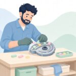 スクーターのスライドピースを交換する様子をイメージしたイラスト