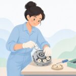 スクーターのウェイトローラーを調整する様子をイメージしたイラスト