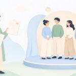 台本と配役表の照合をイメージしたイラスト