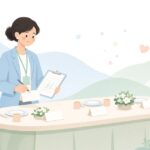 座席表と席札の照合をイメージしたイラスト