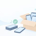 社用スマホの古い端末が何台も残っているをイメージしたイラスト
