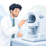 電子顕微鏡用試料台をセットする様子をイメージしたイラスト