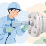 電動トルクレンチで大きなボルトを締める作業をイメージしたイラスト