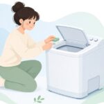洗濯機のフタロックスイッチを交換する様子をイメージしたイラスト