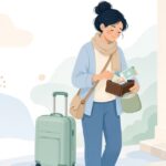 出発前の持ち物確認をイメージしたイラスト