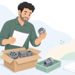 部品表と届いた部品の照合をイメージしたイラスト