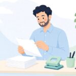 ページの向き確認と綴じ作業をイメージしたイラスト