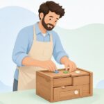 からくり箱に小さな磁石を仕込む様子をイメージしたイラスト