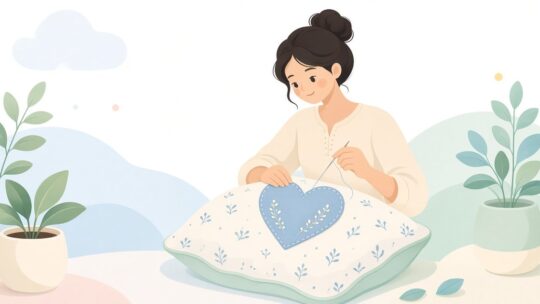 好きな形に切った布をアップリケで縫い付ける方法