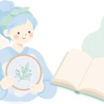 本を見ながらシャドーワーク刺繍をする様子をイメージしたイラスト