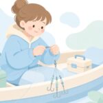 船釣り用の胴突き仕掛けを準備する様子をイメージしたイラスト