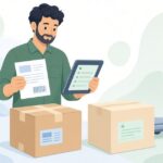 出荷ラベルの言語照合をイメージしたイラスト