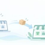 海外のショップ作成サービスから移りたいをイメージしたイラスト