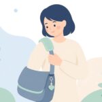 ショルダーベルトに肩当てパッドを付ける様子をイメージしたイラスト
