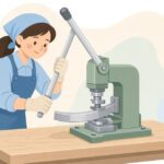 金属板をシュリンカーで曲げ加工する様子をイメージしたイラスト