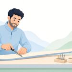 スキーのエッジをファイルで研ぐ様子をイメージしたイラスト
