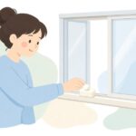 引違い窓にストッパーを付けて開口を制限する様子をイメージしたイラスト