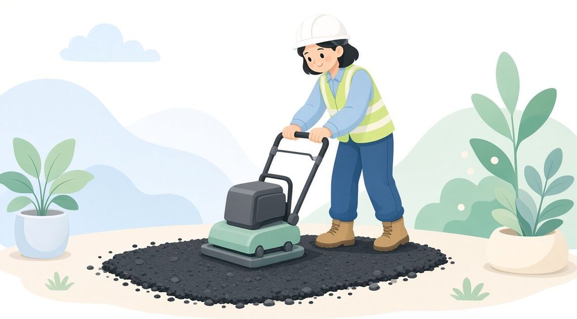 舗装作業員におすすめのプレートタンパー｜小面積の路面補修用の打面サイズ・本体重量