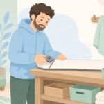 スノーボードのエッジを手入れする様子をイメージしたイラスト