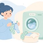 靴下をペアでクリップして洗濯する様子をイメージしたイラスト