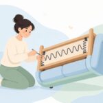 ソファのSバネを補修する様子をイメージしたイラスト