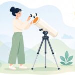 太陽望遠鏡にソーラーファインダーを取り付ける様子をイメージしたイラスト