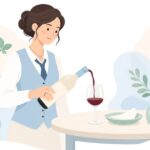 ソムリエがワインを注ぐ様子をイメージしたイラスト