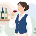 テイスティンググラスでワインの香りを比べる様子をイメージしたイラスト