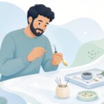 スピナーベイトにボールベアリングを付ける様子をイメージしたイラスト