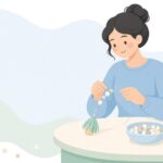 スピナーベイトに中空ビーズを使う様子をイメージしたイラスト