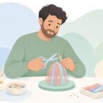 スピナーベイトのシリコンスカートを整える様子をイメージしたイラスト