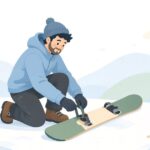 スプリットボードにスキンテールストラップを取り付ける様子をイメージしたイラスト