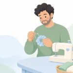 スクエアシュシュを手作りする様子をイメージしたイラスト
