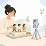 小物でコマ撮り動画を作る様子をイメージしたイラスト