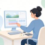 字幕と発話のタイミング照合をイメージしたイラスト